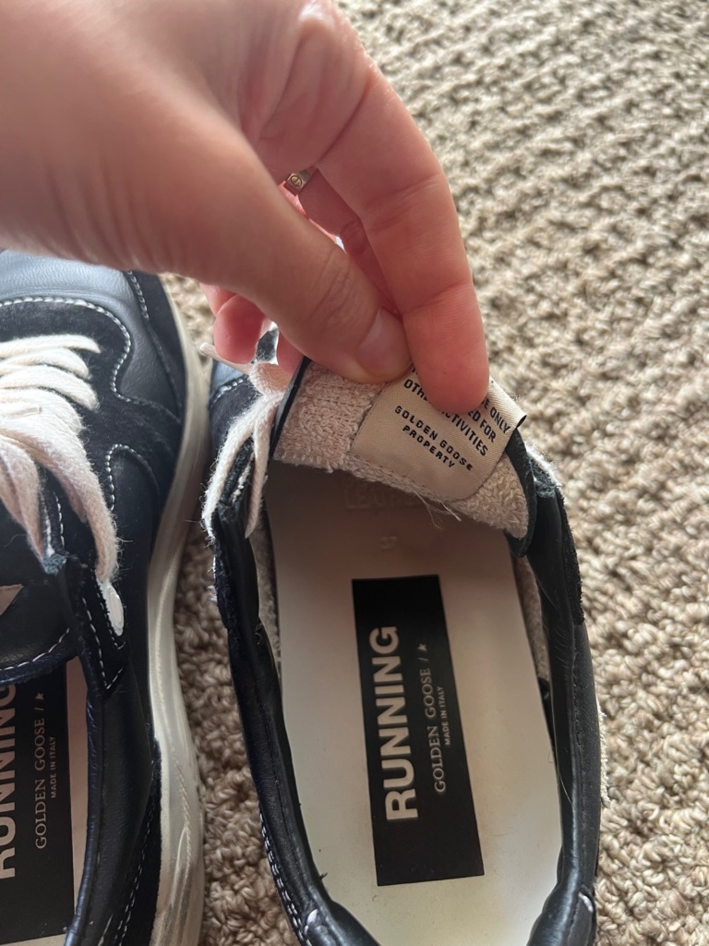 Golden Goose Running Black and White Star Sneakers - Picture 2 of 4